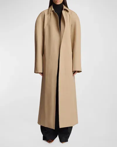 Khaite Roth Belted Long Trench Coat In Beige