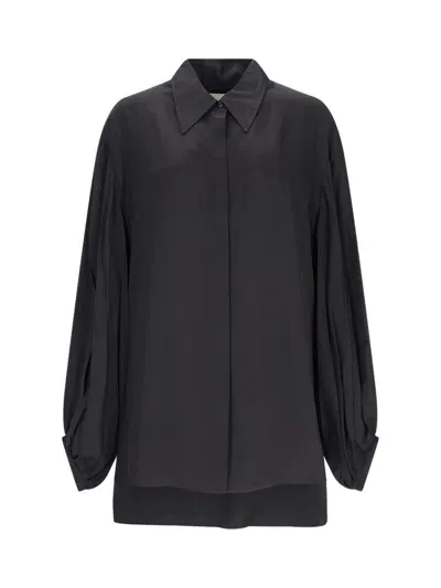 Khaite The Bam Top Pleated Shirt In Black