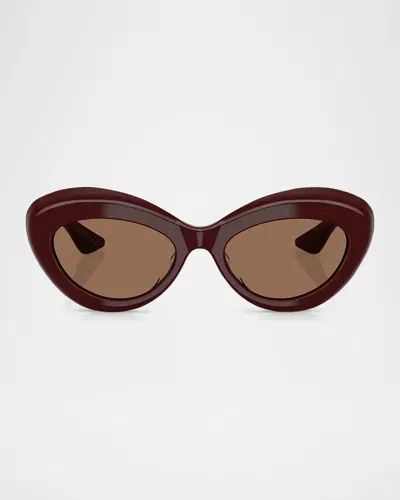 Khaite X Oliver Peoples Bold Acetate Oval Sunglasses In Burgundy