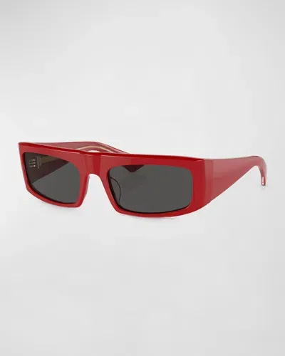 Khaite X Oliver Peoples Bold Acetate Rectangle Sunglasses In Red