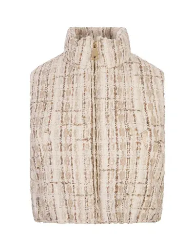 Khrisjoy Beige Tweed Joy Cropped Vest In White