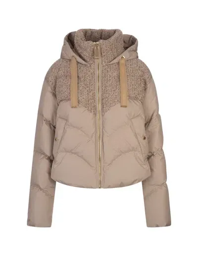 Khrisjoy Butter Hug Knit Down Jacket In Beige O Tan