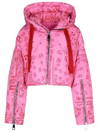 Khrisjoy Crop Bandana Pink Polyester Blend Down Jacket