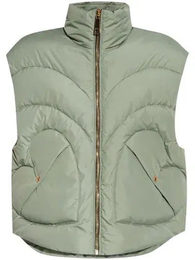 Khrisjoy High-neck Vest Jacket In Green