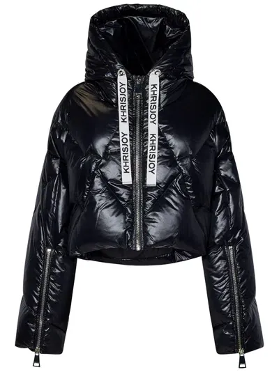 Khrisjoy Khris Crop Shiny Down Jacket In Black