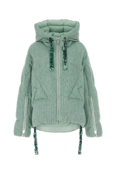 Khrisjoy Mint Green Knit Puff Down Jacket