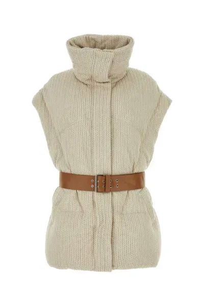 Khrisjoy Sand Knit Sleeveless New Iconic Down Jacket In Beige