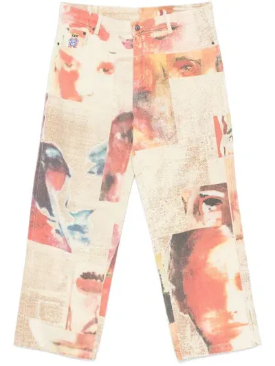 Kidsuper Faces Collage Trousers In Neutrals