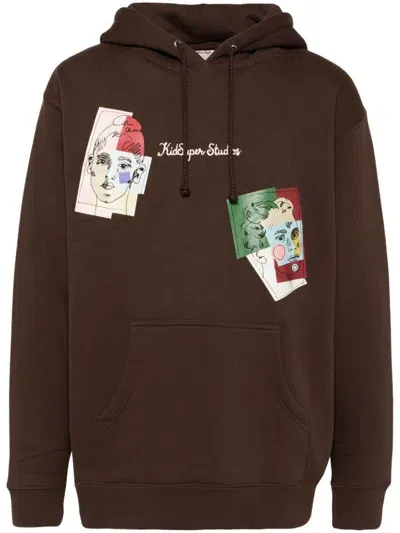 Kidsuper Sketched Face Hoodie In Brown