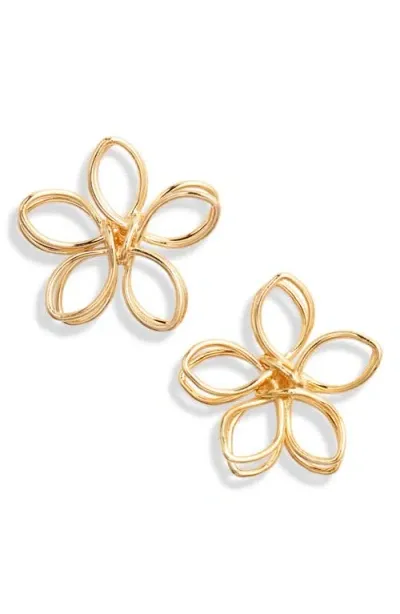 Ki-ele Jasmine Flower Wire Stud Earrings In Gold