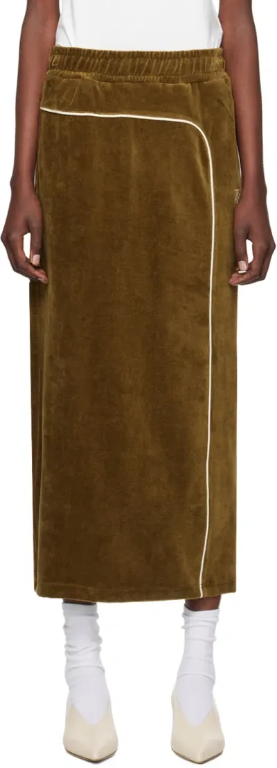 Kijun Brown Embroidered-logo Midi Skirt