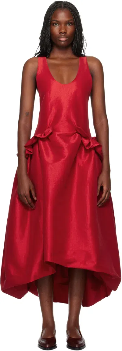 Kika Vargas Ssense Exclusive Red Ramya Midi Dress