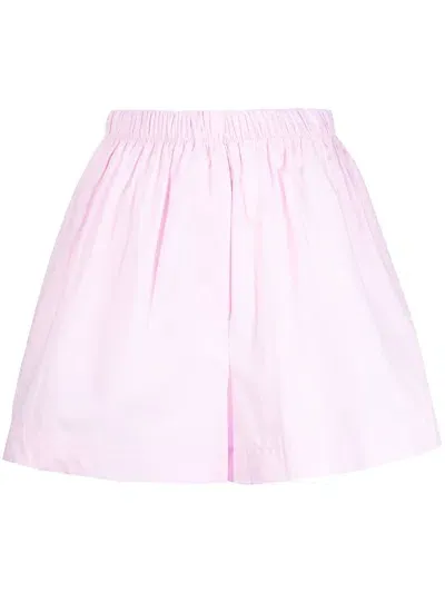 Kika Vargas Wide-leg Cotton Shorts In Pink