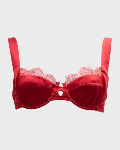 Kiki De Montparnasse Camaret Lace-trim Balconette Bra In Red