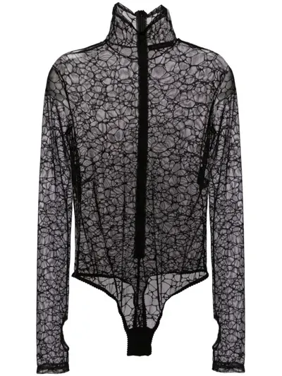 Kiki De Montparnasse Crystalline Roll-neck Top In Black