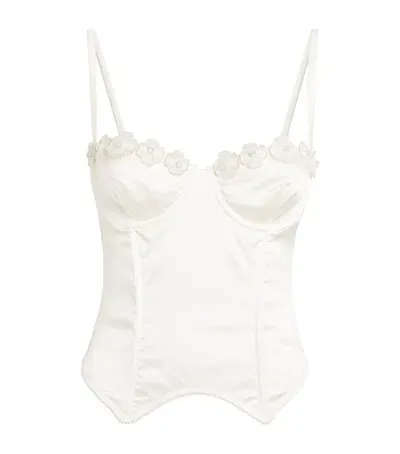 Kiki De Montparnasse Silk Floral Chouchou Bustier In White