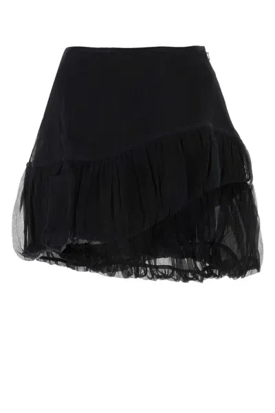 Kiko Kostadinov Black Nylon Blend Lozen Mini Skirt In Nightblackonyxblack