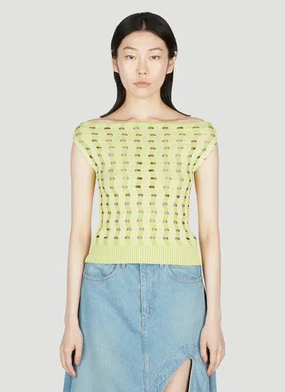 Kiko Kostadinov Off Shoulder Knit Top In Green