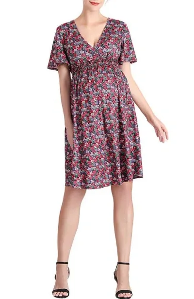 Kimi And Kai Evin Maternity/nursing Dress In Pink Multicolored