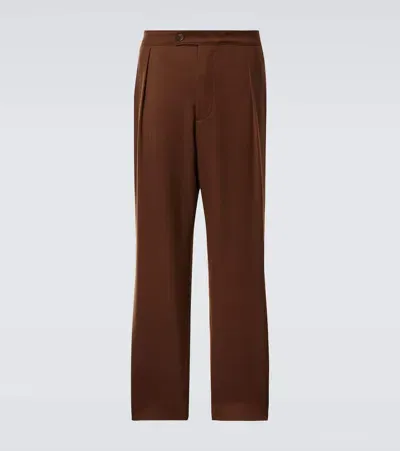 King & Tuckfield Wool Straight Pants In Brown