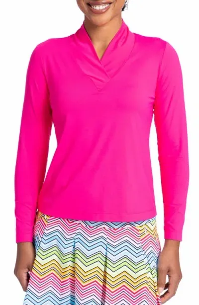 Kinona Lovely Layer Golf Top In Preppy Pink