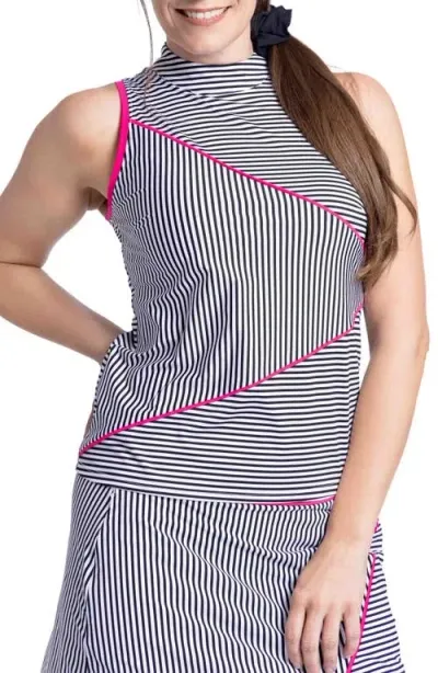 Kinona Mock Me Sleeveless Golf Top In Summer Pinstripe