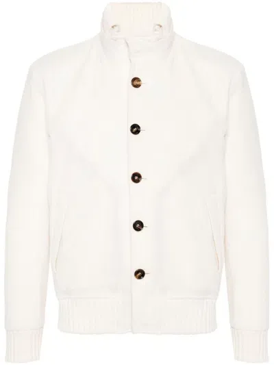 Kired Cashmere Varsity Jacket In White