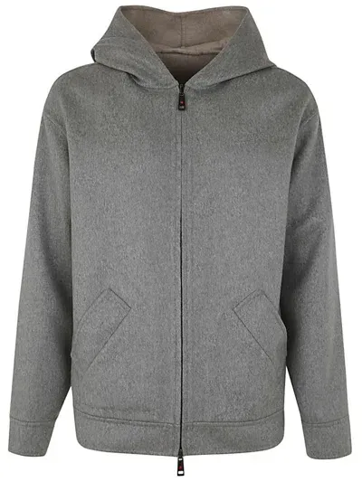 Kired Reversible Felted-cashmere Hooded Jacket In Grey