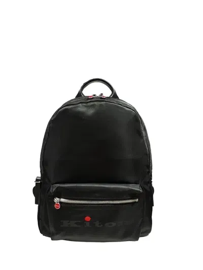 Kiton Backpack With Print In Black