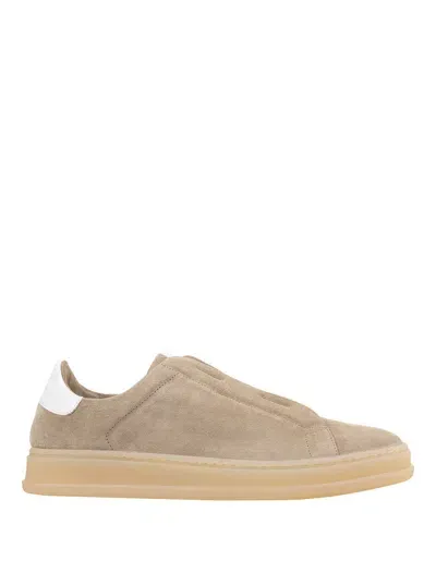 Kiton Logo-patch Suede Sneakers In Neutrals