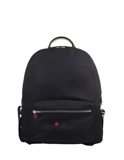 Kiton Black Nylon Backpack With Logo