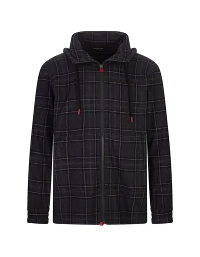 Kiton Blue And Grey Check Zip-up Hoodie