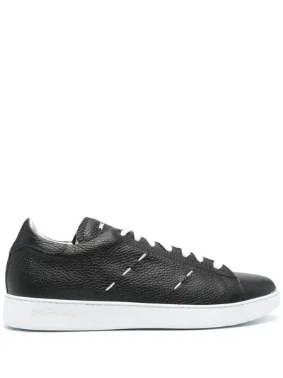 Kiton Leather Sneakers With Laces In Black