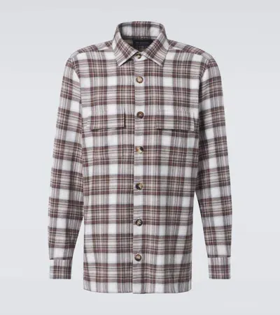 Kiton Checked Cotton Overshirt In Brown