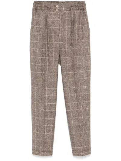 Kiton Checkered Trousers In Brown