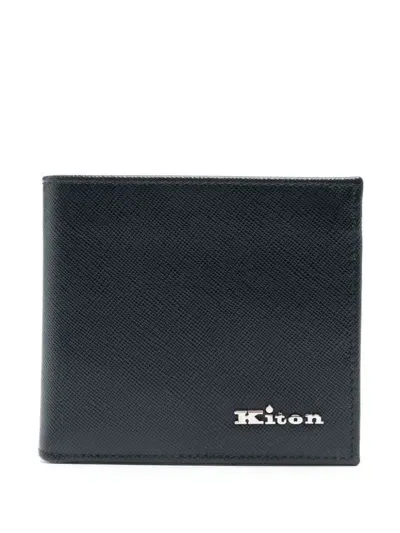 Kiton Leather Wallet In Blue