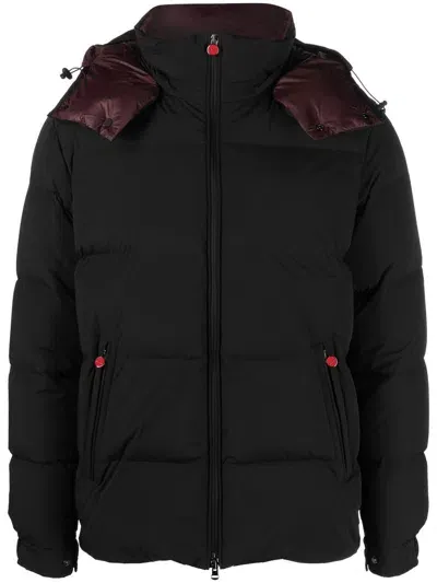 Kiton Logo-embroidered Hooded Puffer Jacket In Black