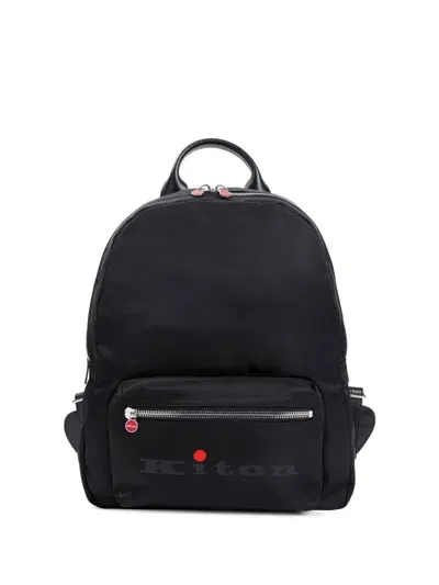 Kiton Logo-print Backpack In Black