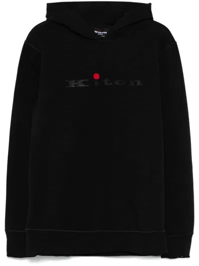 Kiton Sweatshirt With Rubberized Logo In Black