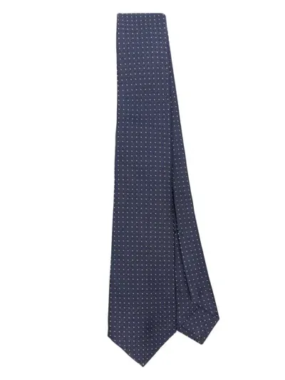 Kiton Patterned-jacquard Tie In Blue