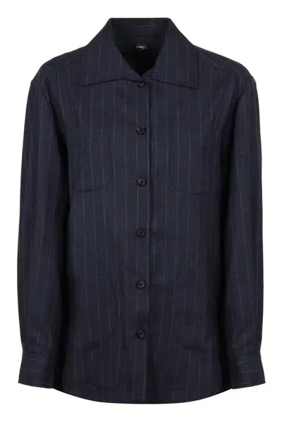 Kiton Pinstriped Round Hem Overshirt In Multi