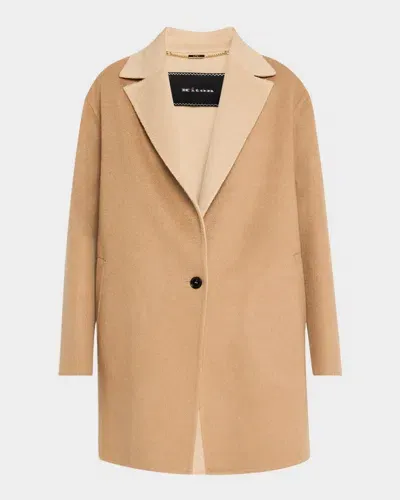 Kiton Reversible Brushed Cashmere Coat In Dark Beige