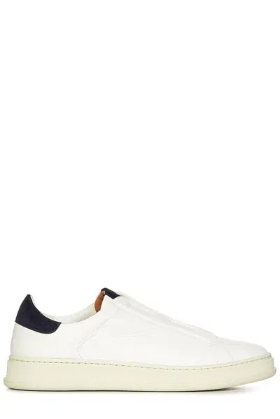 Kiton Slip-on Leather Sneakers In White