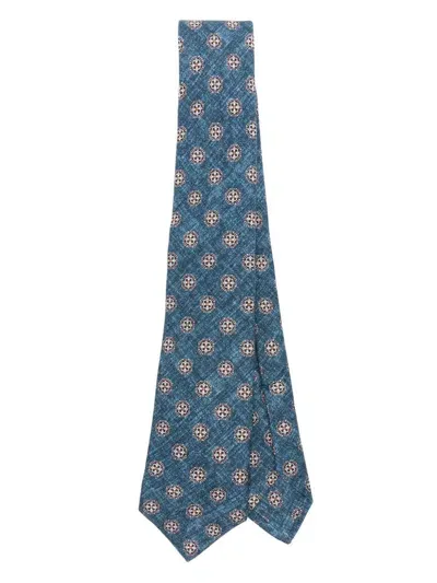 Kiton Silk Tie In Blue