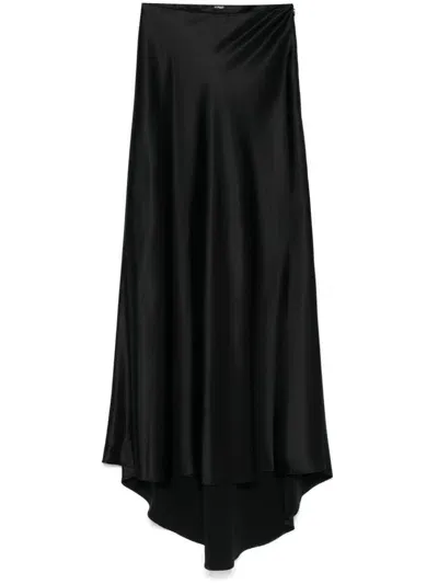 Kiton Slip-style Satin Maxi Skirt In Black