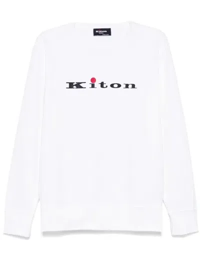 Kiton Sweatshirt With Rubberized Logo In White