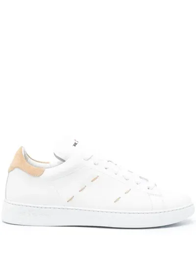 Kiton Leather Low Top Sneakers In White