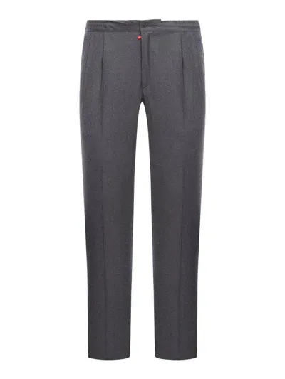 Kiton Trousers Wool In Grey