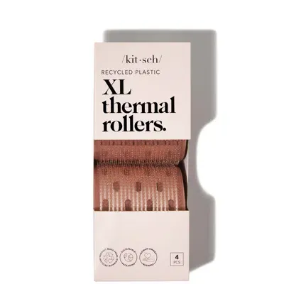 Kitsch Recycled Plastic Xl Thermal Rollers 4 Piece Set - Terracotta In White