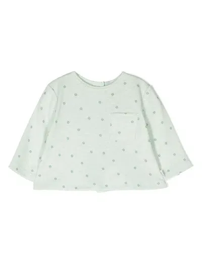 Knot Babies' Teddy Patch Pcoket Blouse In Green